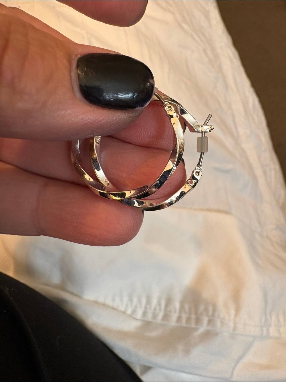 Silver Twisted Hoop Earrings - Classic Women's Jewelry